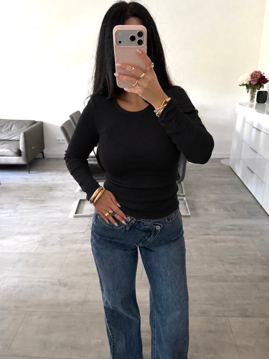 GERIPPTES BASIC BAUMWOLL-SHIRT LISA Musselin kaufen | Miss Nova