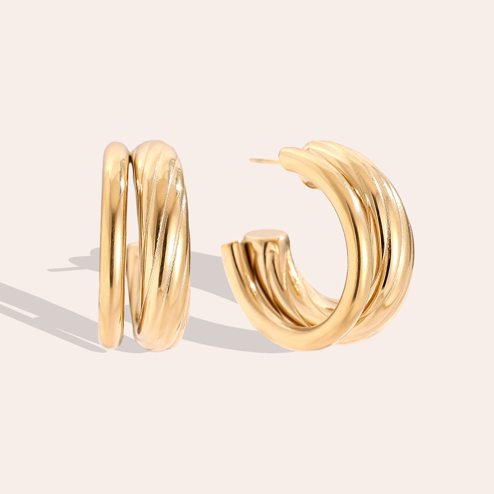 EDELSTAHL OHRRINGE HALF HOOP – Damenmode bei Miss Nova