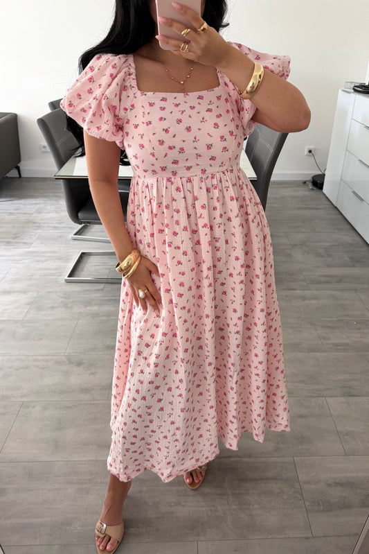 MUSSELIN KLEID ROSALIE MIT ROSENMUSTER