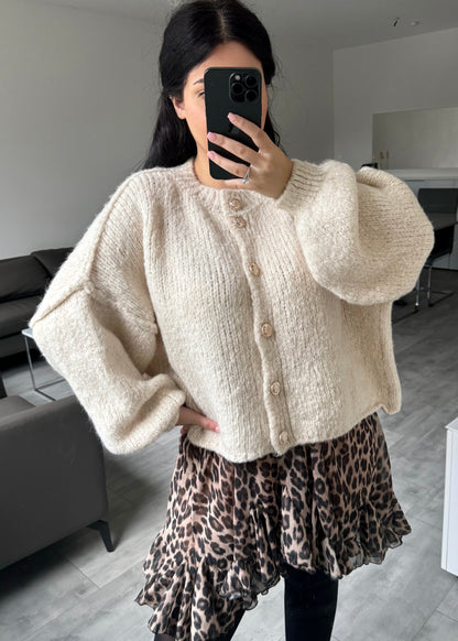 CARDIGAN FINA KURZ BEIGE