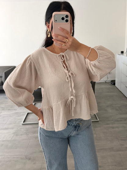 MUSSELIN BLUSE PENELOPE MIT SCHLEIFEN – Musselin Mode Miss Nova