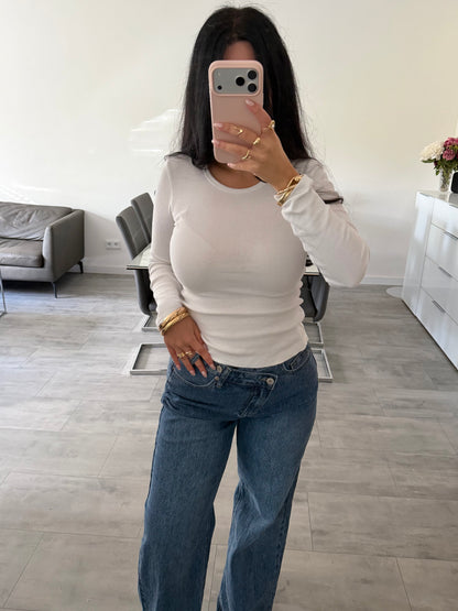 GERIPPTES BASIC BAUMWOLL-SHIRT LISA