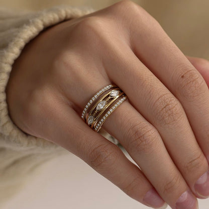 EDELSTAHL RING ZIRKONIA VERSTELLBAR