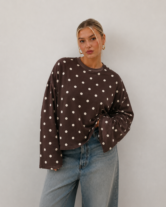 OVERSIZE COTTON LONGSLEEVE POLKA DOTS Musselin kaufen | Miss Nova