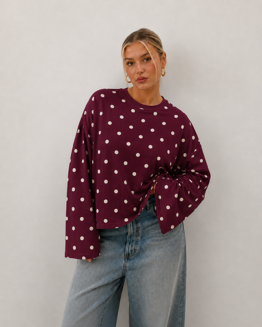 OVERSIZE COTTON LONGSLEEVE POLKA DOTS Musselin kaufen | Miss Nova