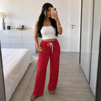 Viskose Hose Gestreift Detailansicht – MissNova