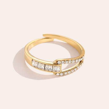 EDELSTAHL RING ZIRKONIA VERSTELLBAR