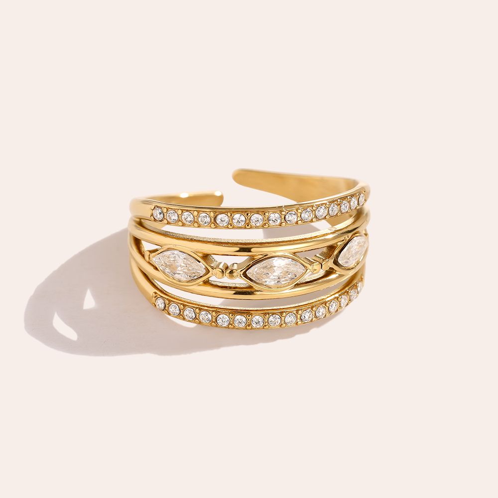 EDELSTAHL RING ZIRKONIA VERSTELLBAR