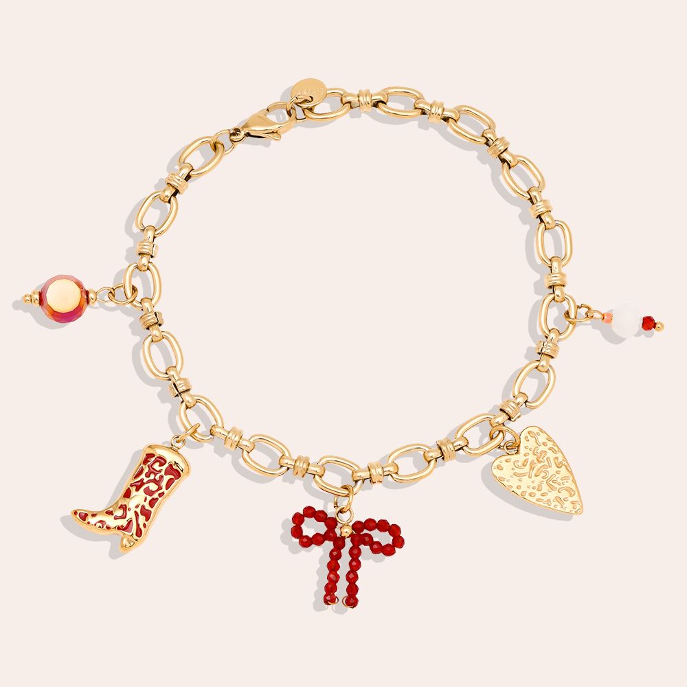 EDELSTAHL ARMKETTE RED CHARMS