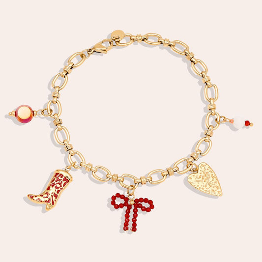 EDELSTAHL ARMKETTE RED CHARMS Musselin kaufen | Miss Nova