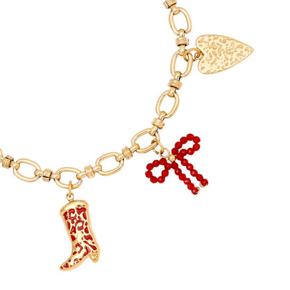EDELSTAHL ARMKETTE RED CHARMS