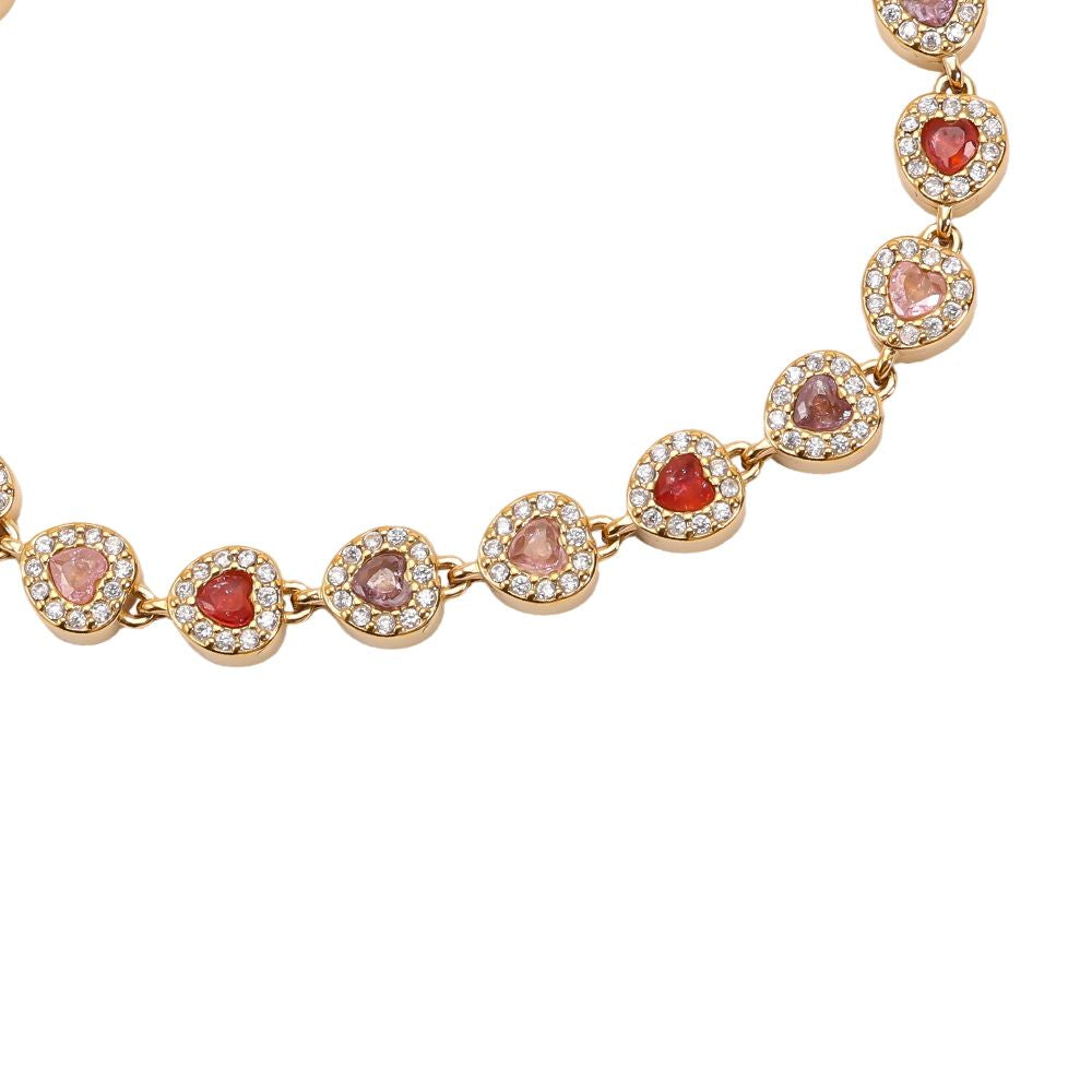 EDELSTAHL ARMBAND ROSA HERZ ZIRKONIA