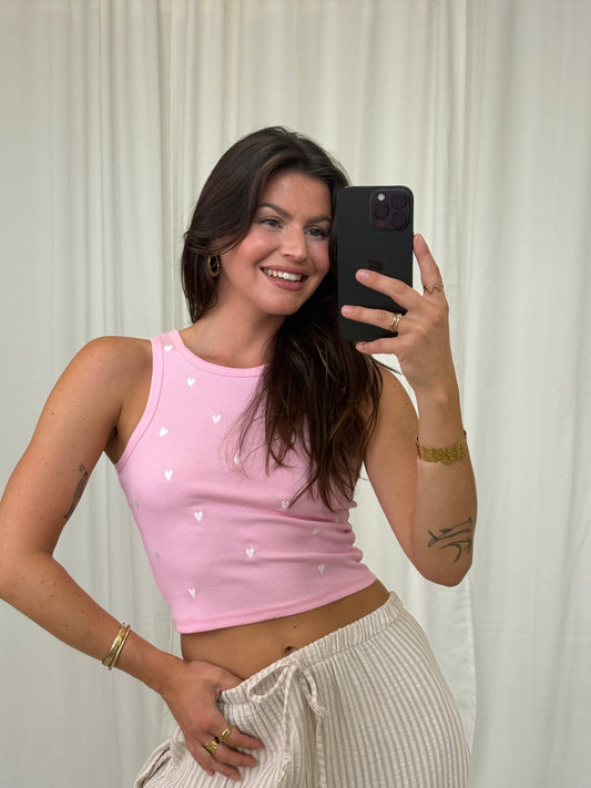CROP-TOP MIT BESTICKTEN HERZCHEN Musselin kaufen | Miss Nova