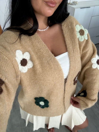 CARDIGAN BLOSSOM CAMEL Ansicht 5 – Miss Nova Damenmode
