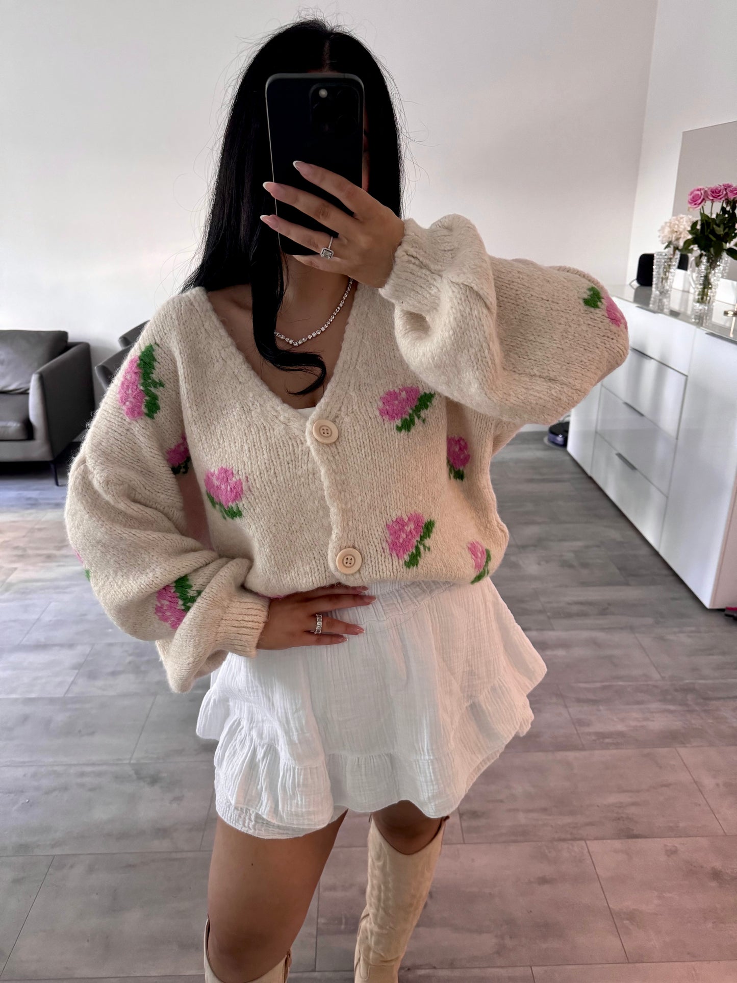 CARDIGAN ROSE BEIGE – Miss Nova Damenmode