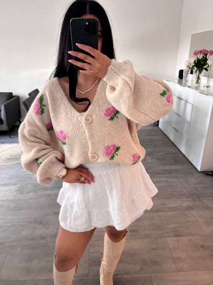 CARDIGAN ROSE BEIGE – Miss Nova Damenmode
