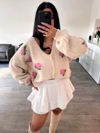 CARDIGAN ROSE BEIGE – Miss Nova Damenmode