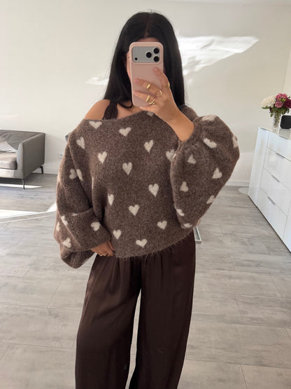 OVERSIZE PULLOVER RIANA MIT BALLONÄRMELN UND HERZEN