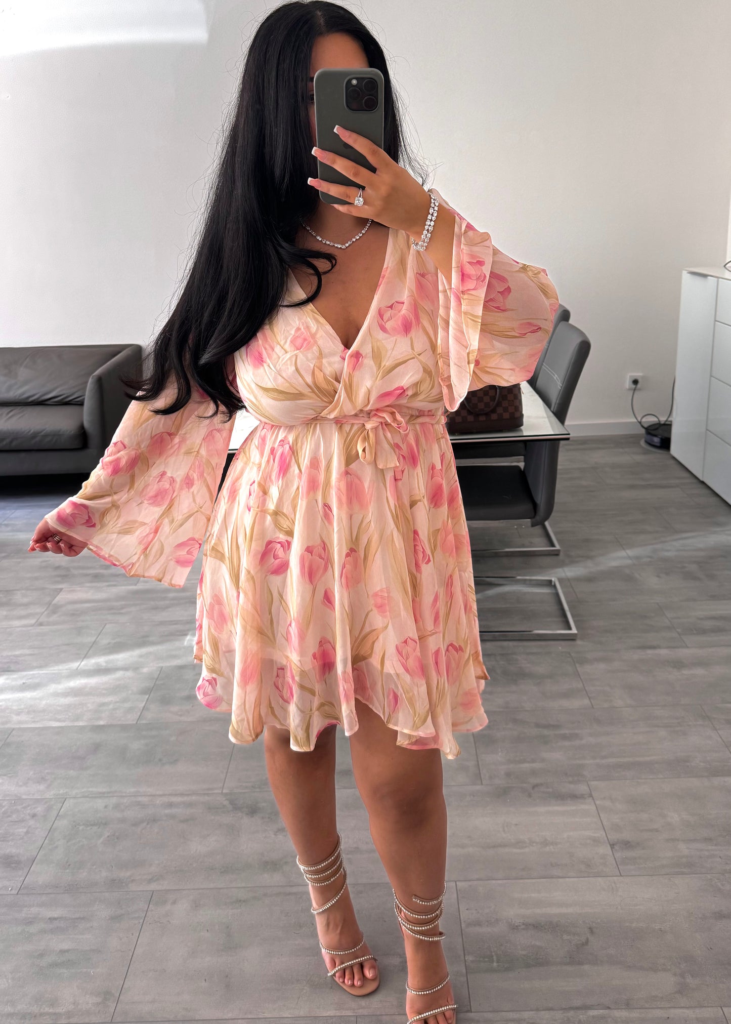 KLEID SOFIA TULPEN ROSA – Miss Nova Damenmode