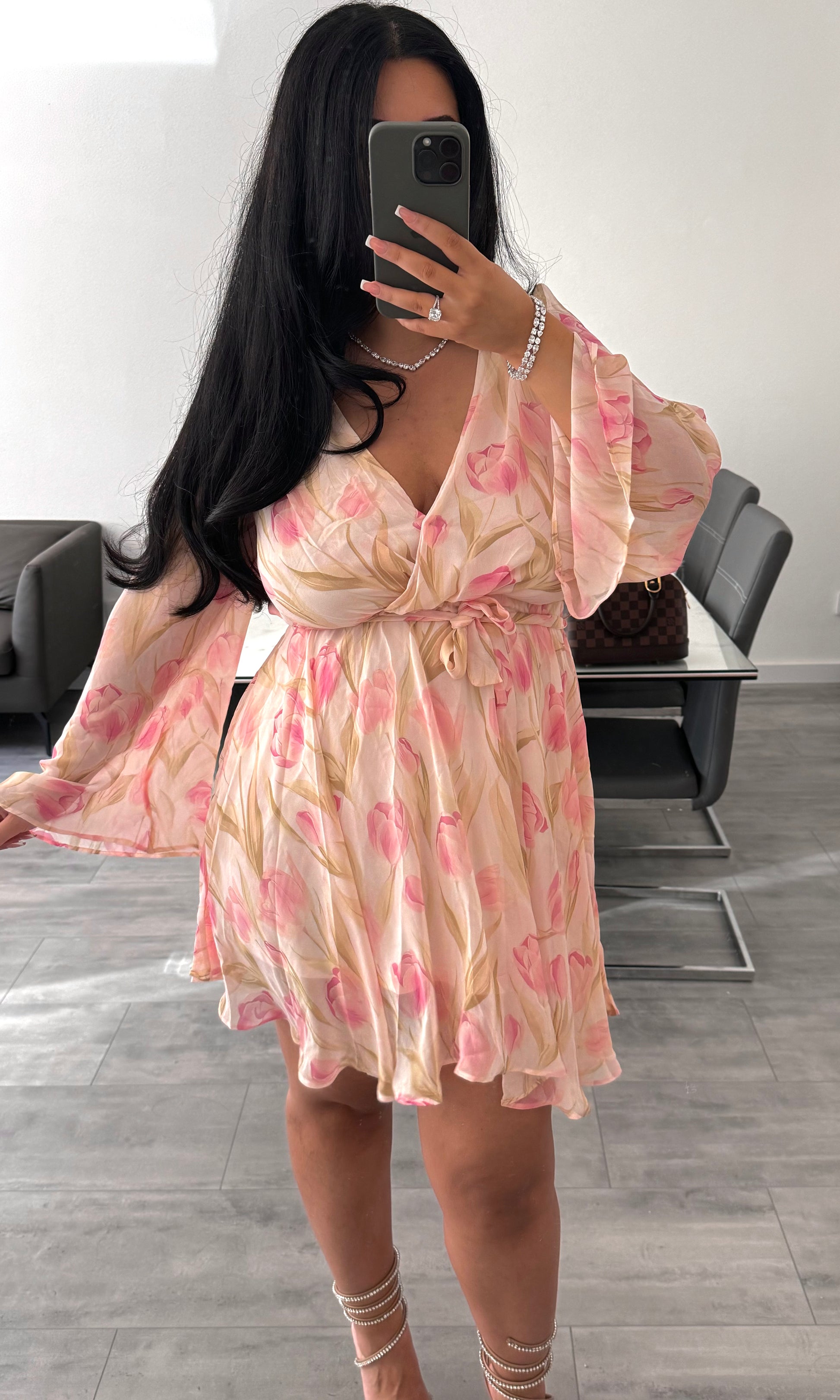 KLEID SOFIA TULPEN ROSA – Miss Nova Damenmode