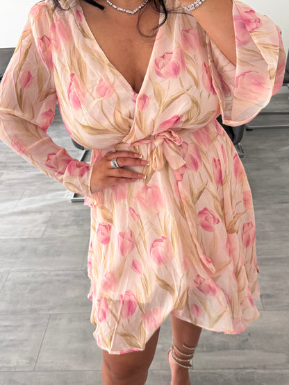 KLEID SOFIA TULPEN ROSA – Miss Nova Damenmode