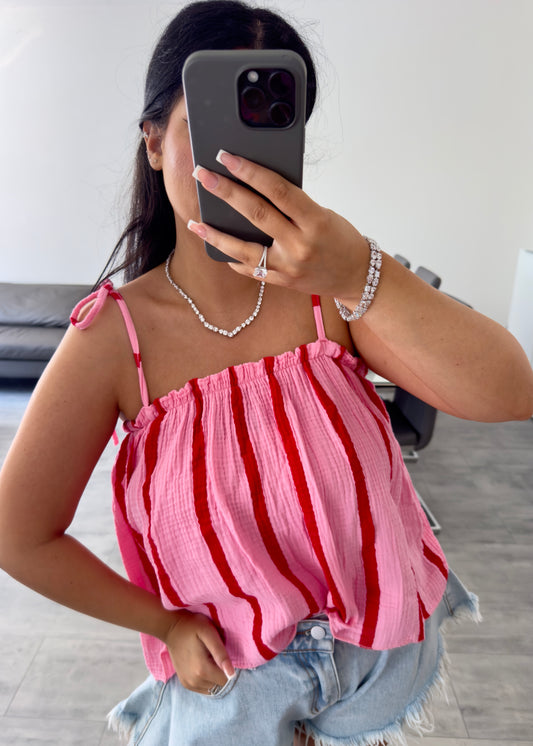 MUSSELIN TOP KAIA ROSA/ROT