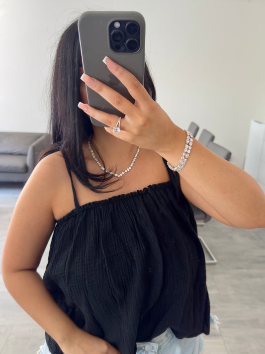 MUSSELIN TOP KAIA SCHWARZ