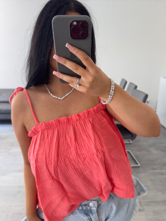 MUSSELIN TOP KAIA KORALLE