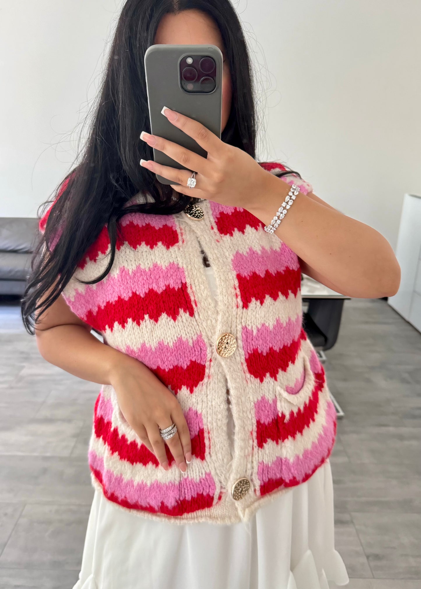 CARDIGAN WESTE DALYA ROT – Miss Nova Damenmode