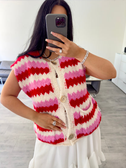 CARDIGAN WESTE DALYA ROT – Miss Nova Damenmode