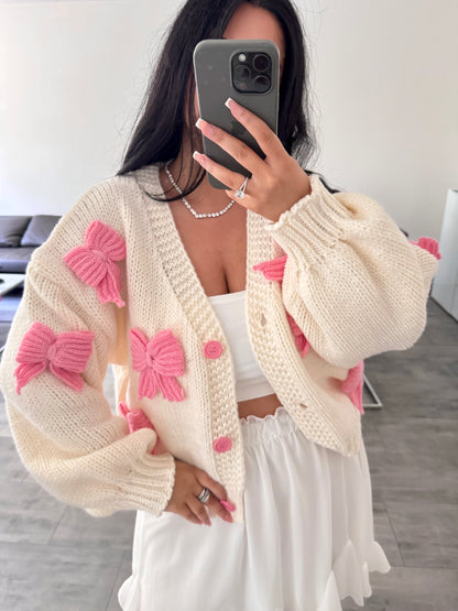 CARDIGAN SCHLEIFE ROSA
