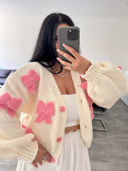 CARDIGAN SCHLEIFE ROSA