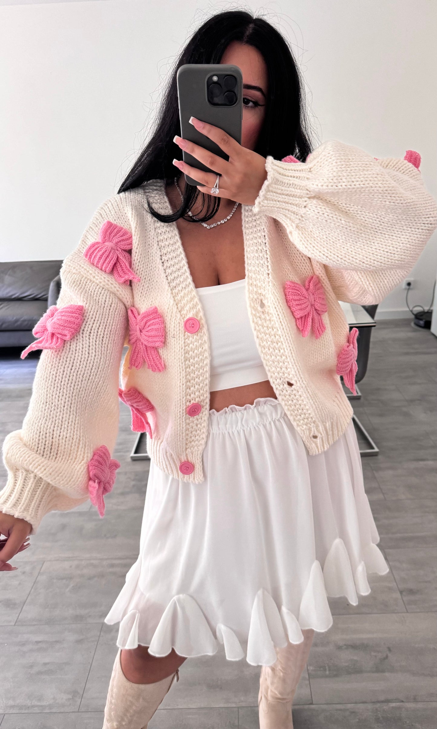 CARDIGAN SCHLEIFE ROSA