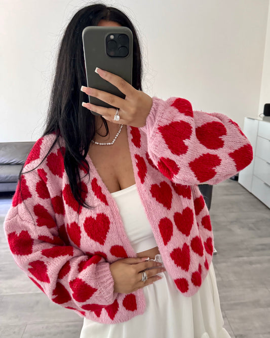 CARDIGAN HERZI ROT