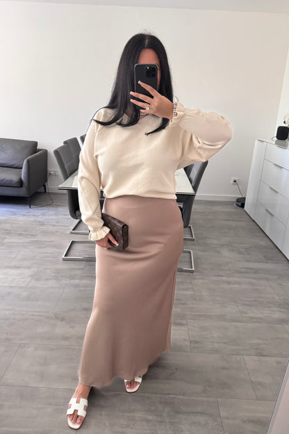 SATIN ROCK "RUBY" TAUPE – Miss Nova Damenmode