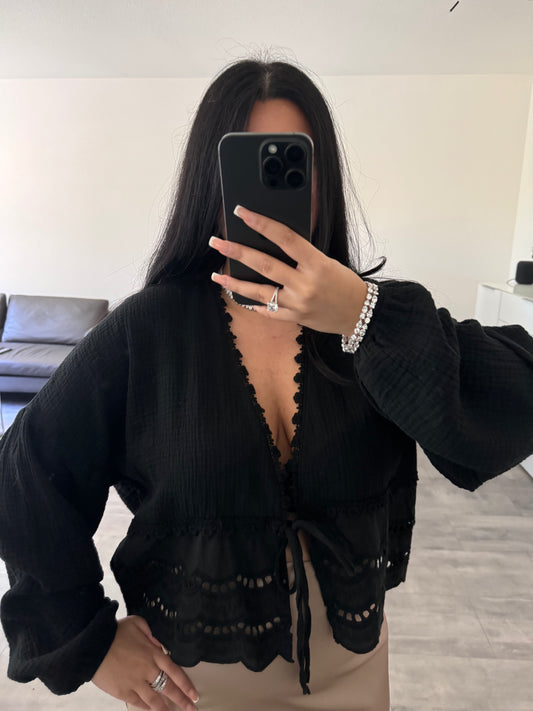 MUSSELIN BLUSE MALIA SCHWARZ