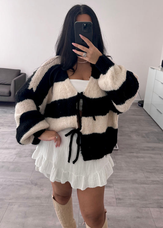 CARDIGAN MALIA ECRU/NOIR Musselin kaufen | Miss Nova