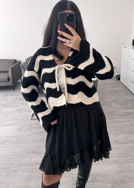 CARDIGAN AVA SCHWARZ/ECRU