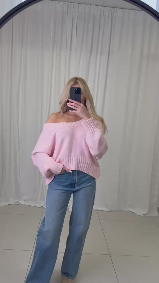 BAUMWOLL OFF-SHOULDER PULLOVER ROSY Musselin kaufen | Miss Nova